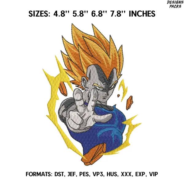 Vegeta  Embroidery Design File, Dragon Ball Anime Embroidery Design,.