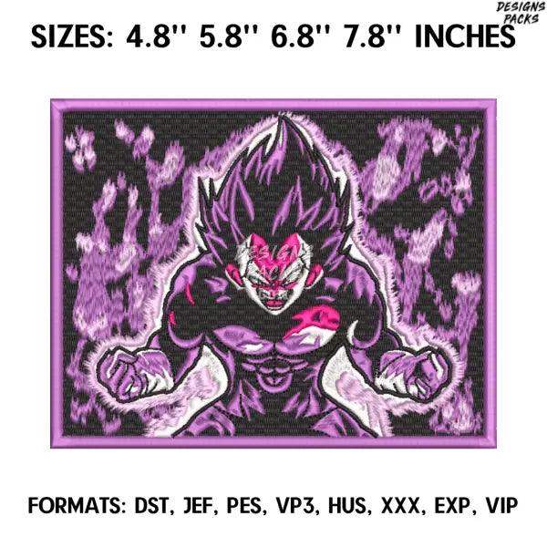 Vegeta Ultra Ego Form Embroidery Design File / Dragon Ball Anime Embroidery Design/.
