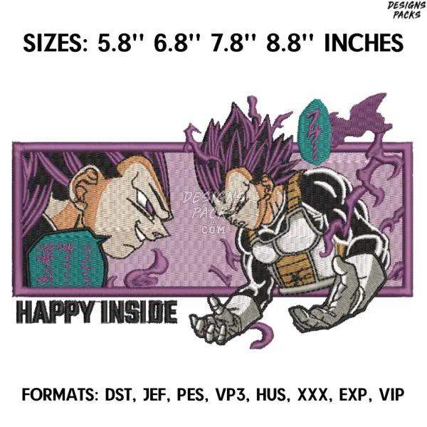 Vegeta Ultra Ego Form Embroidery Design File, Dragon Ball Anime Embroidery Design,.