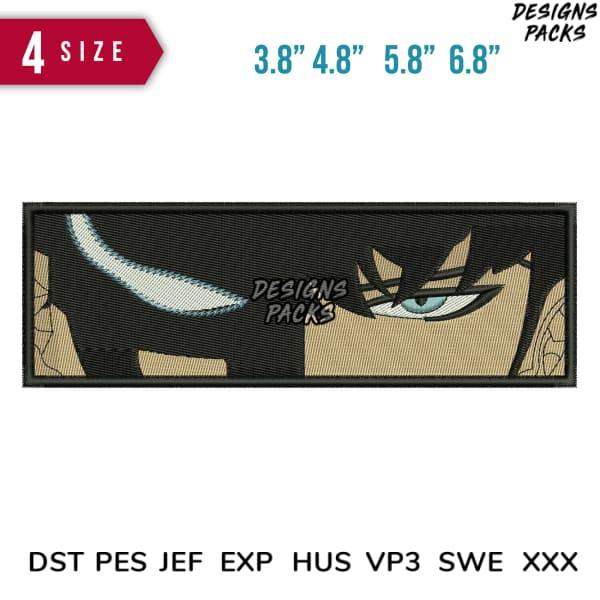 Anime eye embroidery design in 4 sizes, PES DST formats, print-ready for apparel
