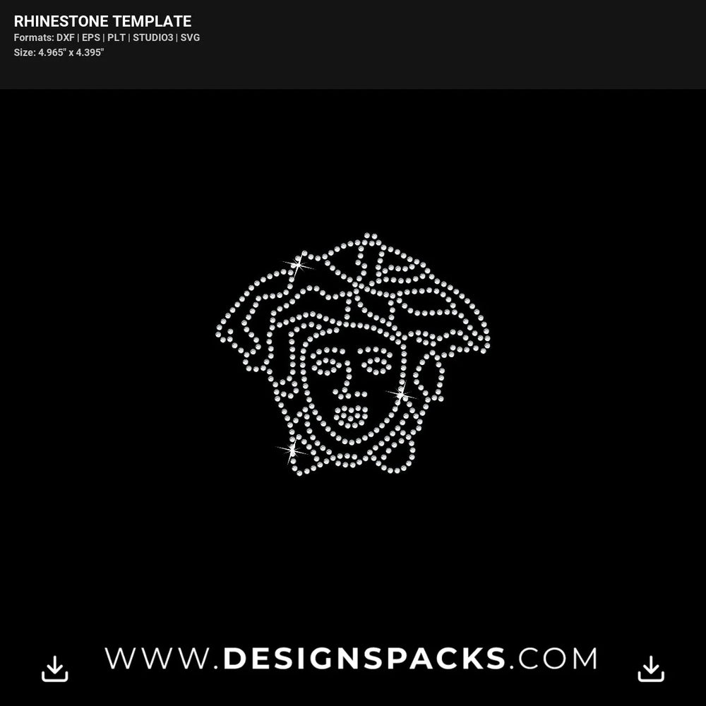 Versace Small Face Rhinestone Digital Template