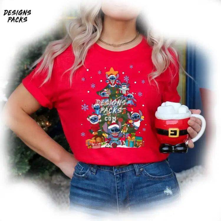 Very Merry Xmas Party Matching Stitch Christmas Cartoon Cute Tree Png Design
