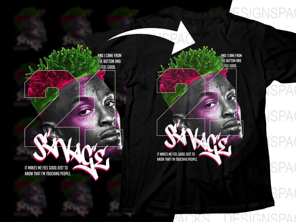 Vibrant 21 Savage Design with Graffiti Art Png Digital Download