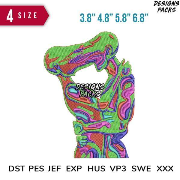 Vibrant abstract embroidery design in 4 sizes, compatible with DST PES JEF formats for instant download