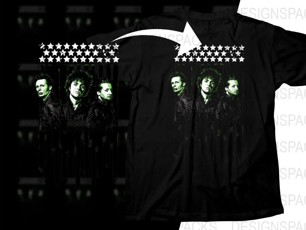 Vibrant Artistic Green Day Rock Band Design Music Png Design Digital Download