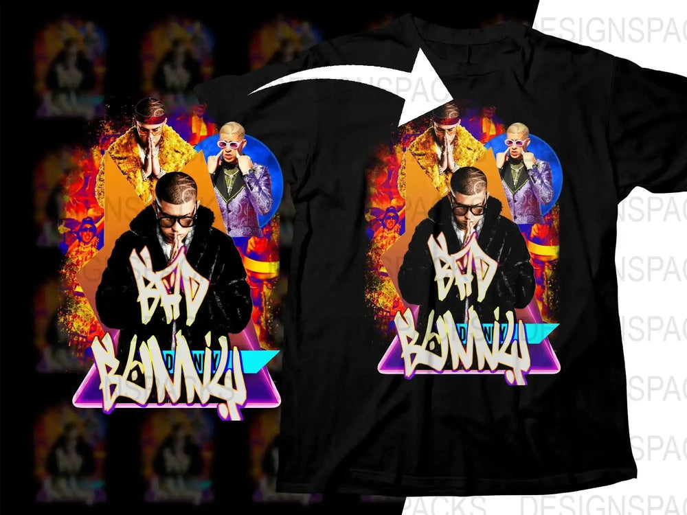 Vibrant Bad Bunny Bootleg Fan Art Graphic Png Digital Download