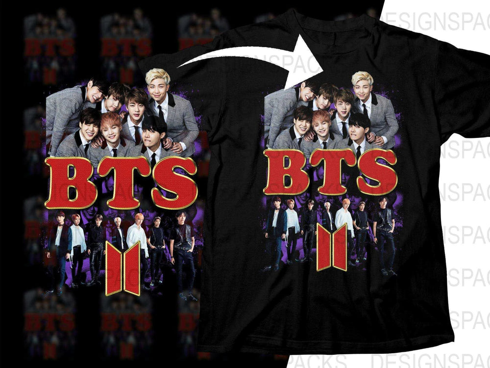 Vibrant BTS Band Logo and Members Music Halftone Png Digital Download