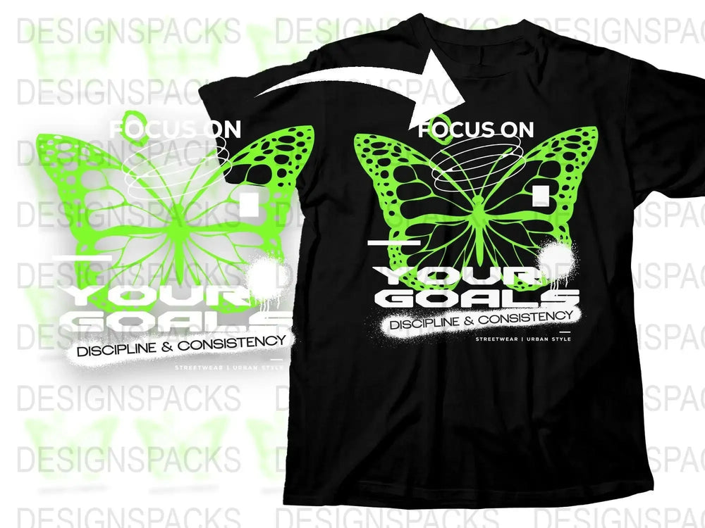 Vibrant Butterfly Design Discipline and Consistency Png Digital Download