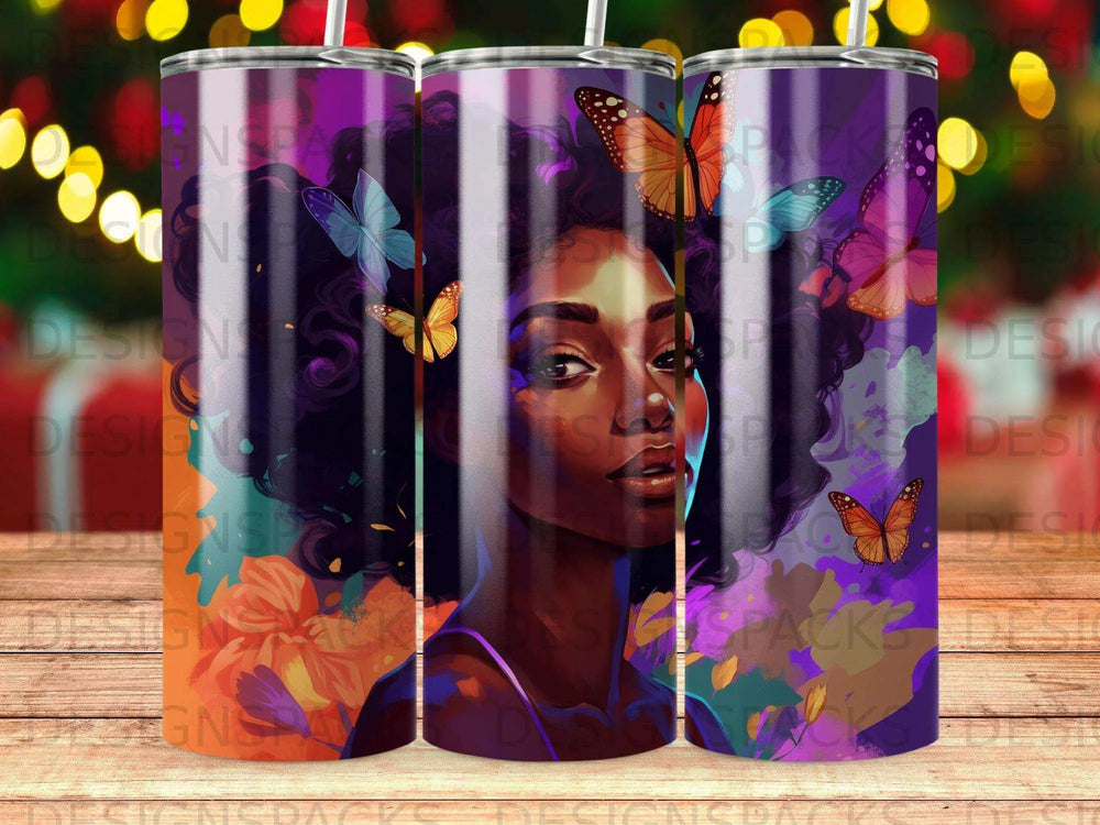 Vibrant Butterfly Dream Tumbler Digital Wrap Design