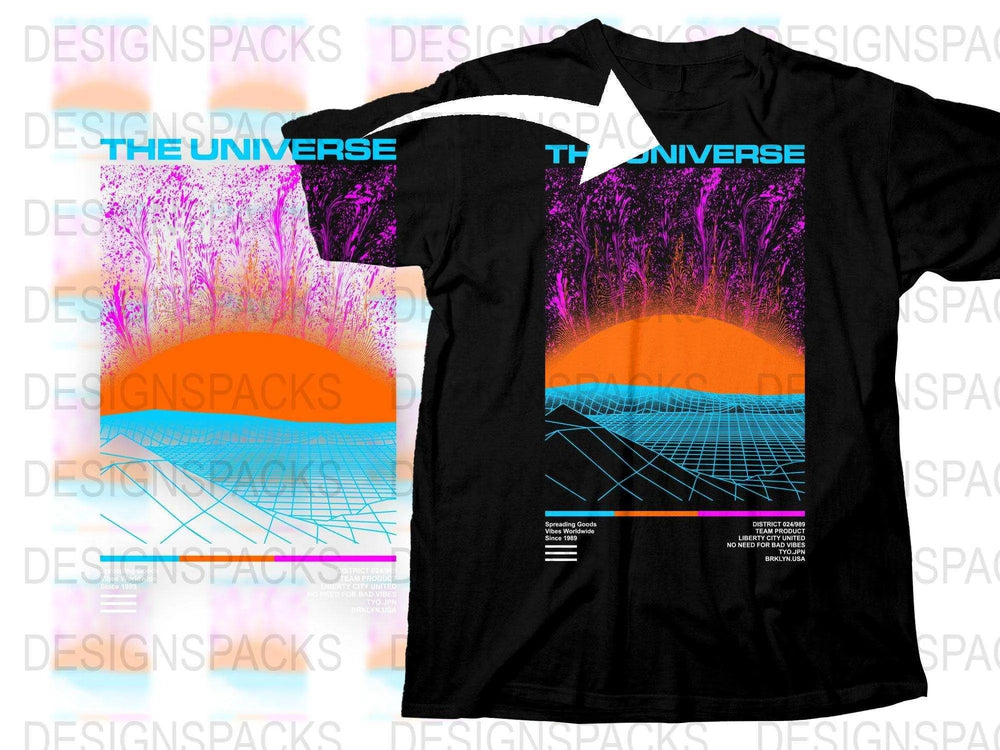 Vibrant Cosmos Horizon the Universe Graphic Png Digital Download