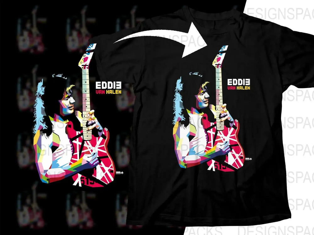 Vibrant Eddie Van Halen Guitarist Colorful Graphic Png Design Digital Download