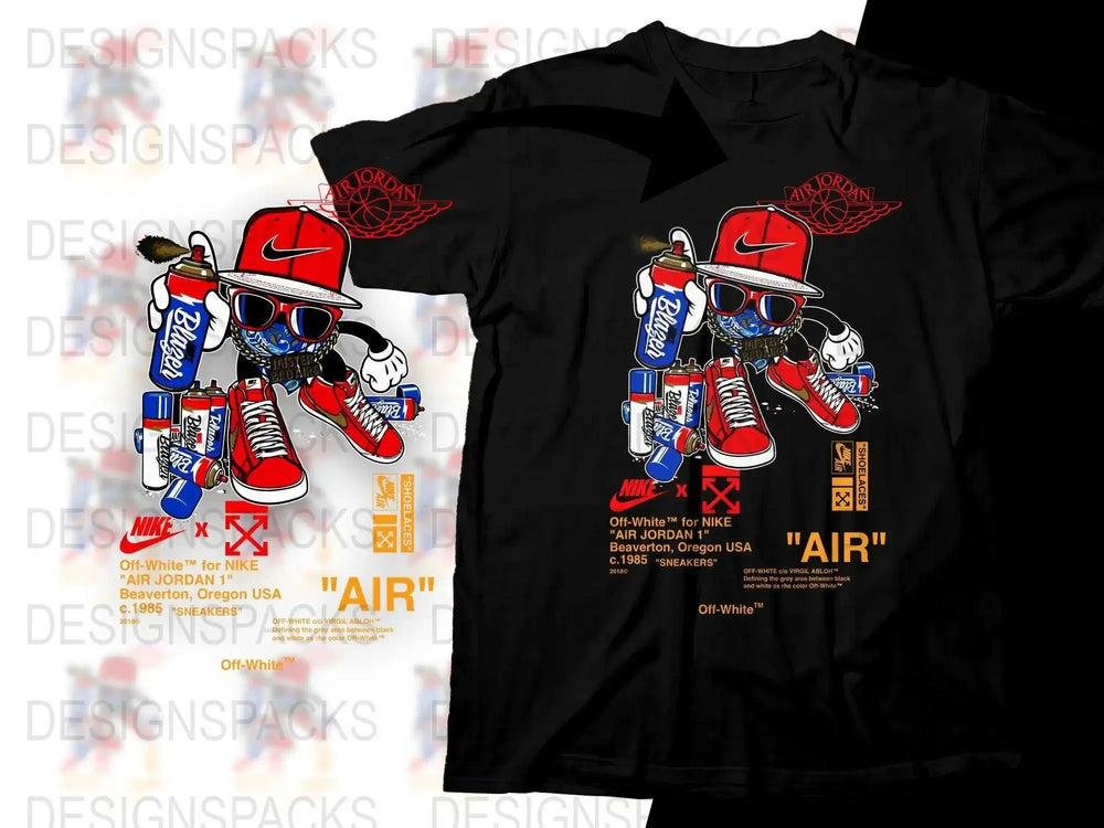 Vibrant Graphic Sport Brand AIR JORDAN 1 Off Artwork Png Digital Download