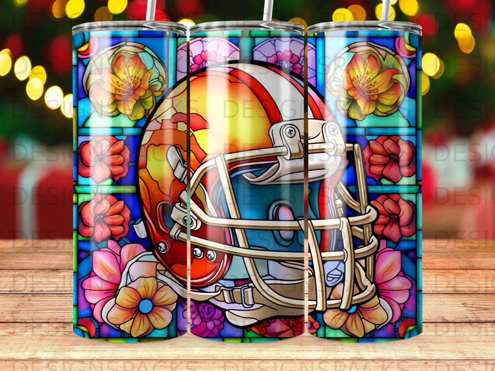 Vibrant Gridiron Bloom Tumbler Digital Wrap Design