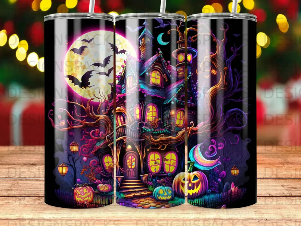 Vibrant Haunted Mansion Tumbler Digital Wrap Design