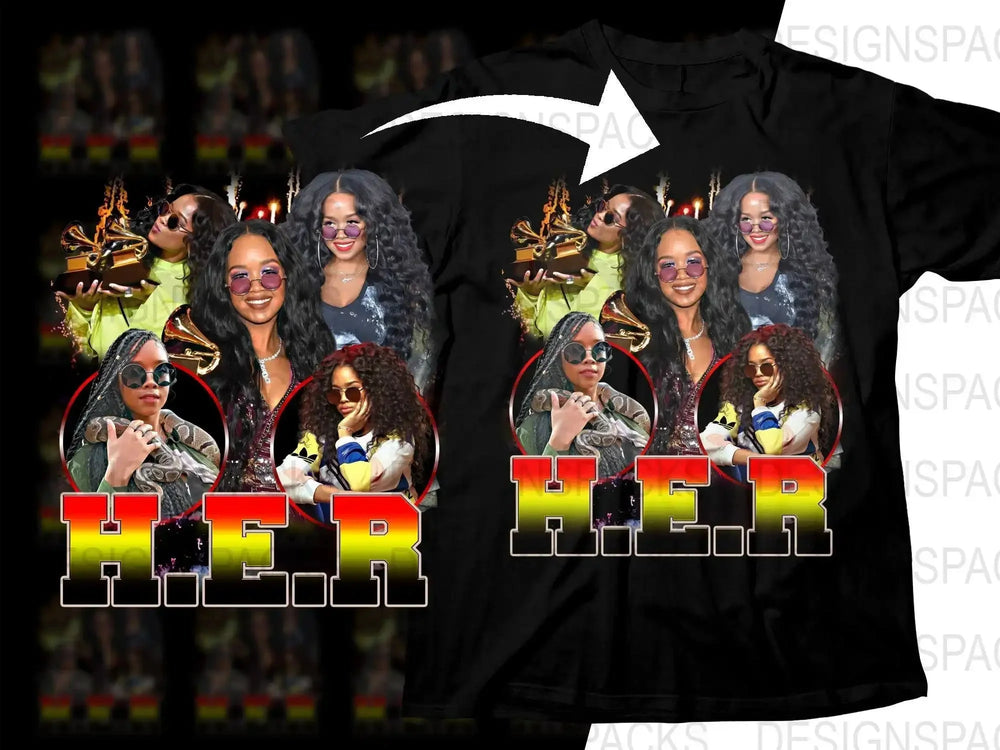 Vibrant H.E.R Graphic Design Music Bootleg Png Digital Download