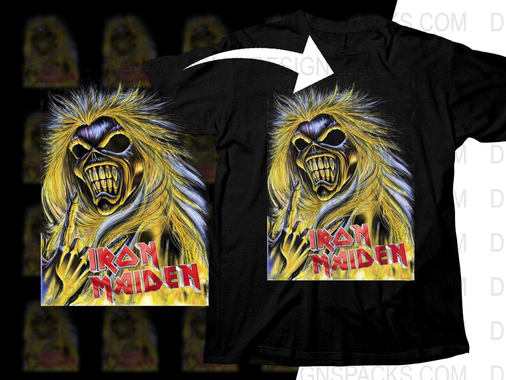 Vibrant Iron Maiden Art Featuring Iconic Mascot Png Halftone Digital Download