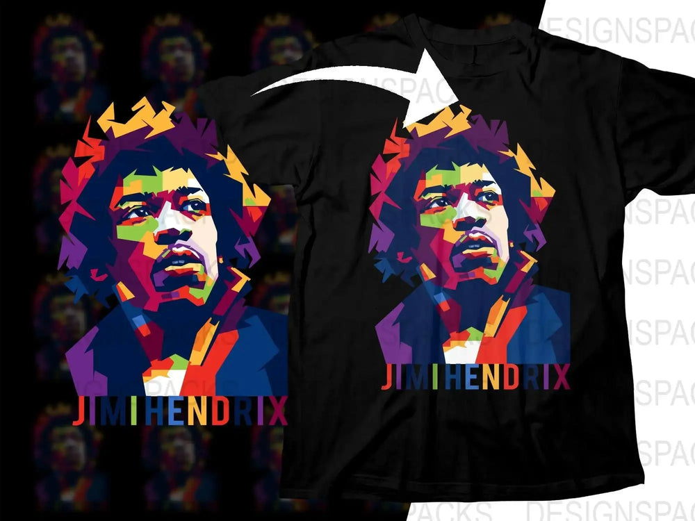 Vibrant Jimi Hendrix Design Colorful Abstract Art Png Design Digital Download