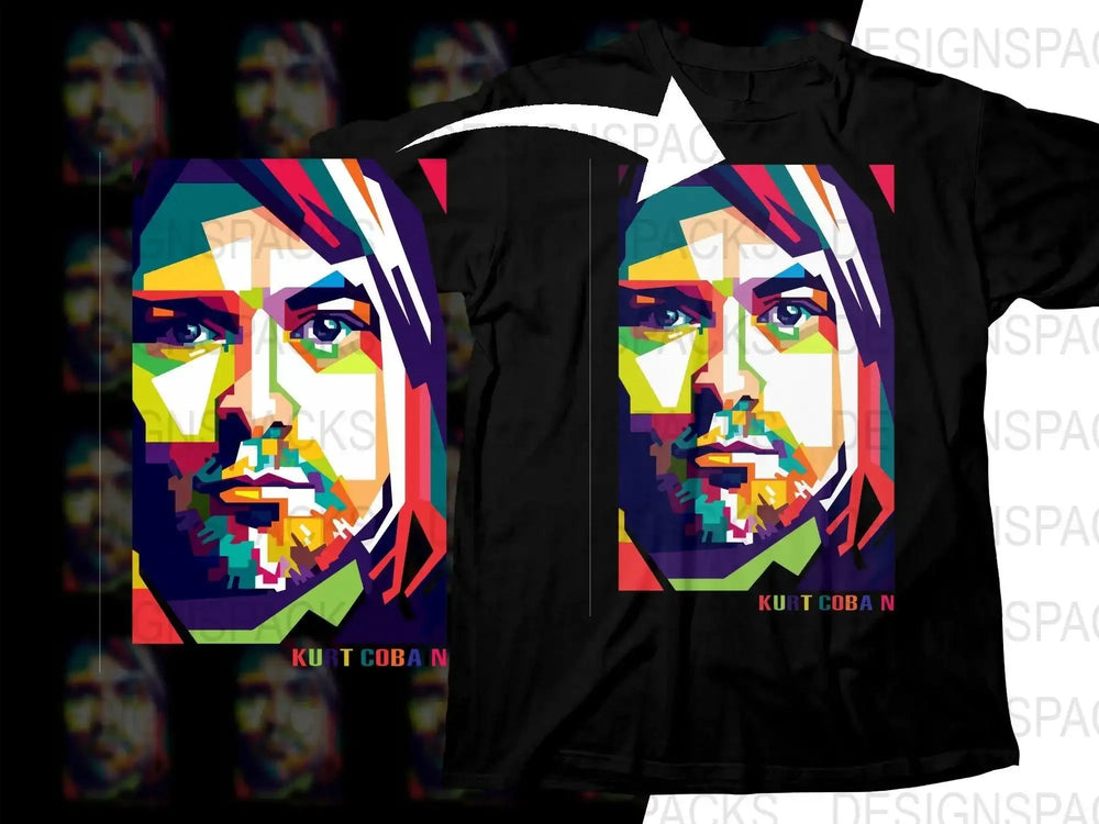 Vibrant Kurt Cobain Pop Art Graphic Png Design Digital Download