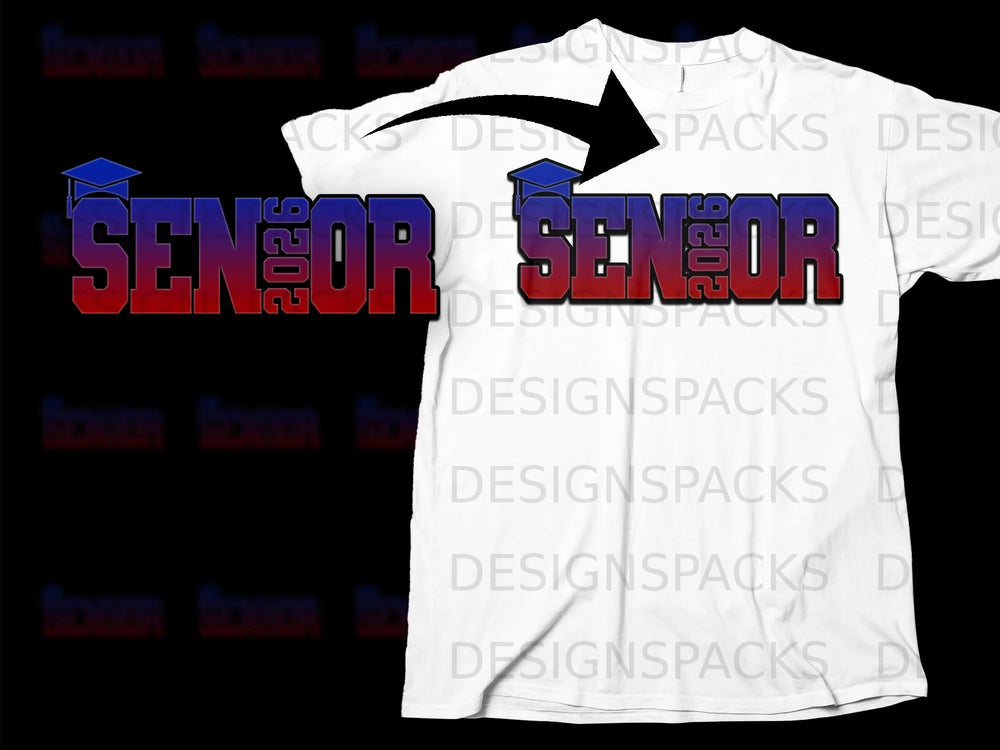 Senior 2026 graphic with graduation cap on a white t-shirt.