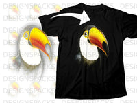 Load image into Gallery viewer, Black t-shirt with a detailed toucan bird graphic on the front.
