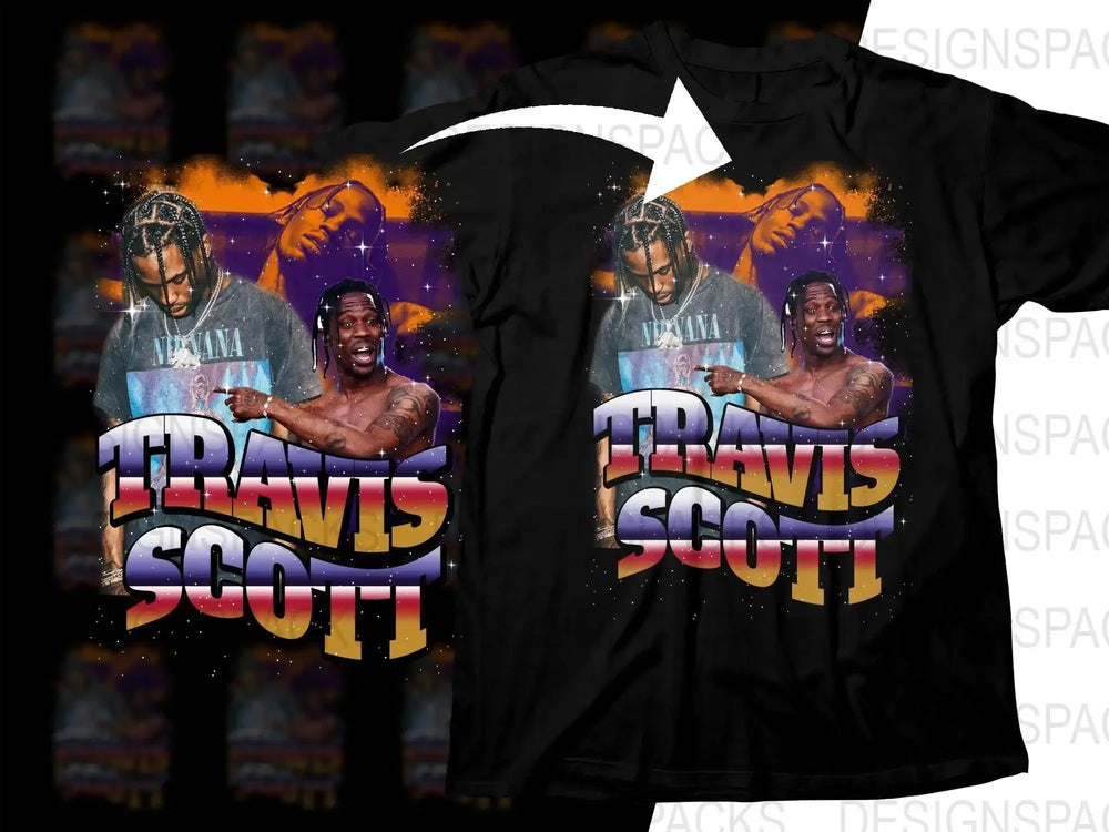 Vibrant Travis Scott Graphic Print Music Fan Png Digital Download