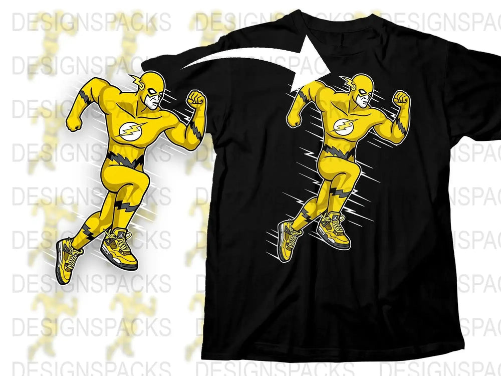 Vibrant Yellow Superhero Design Graphic Png Digital Download