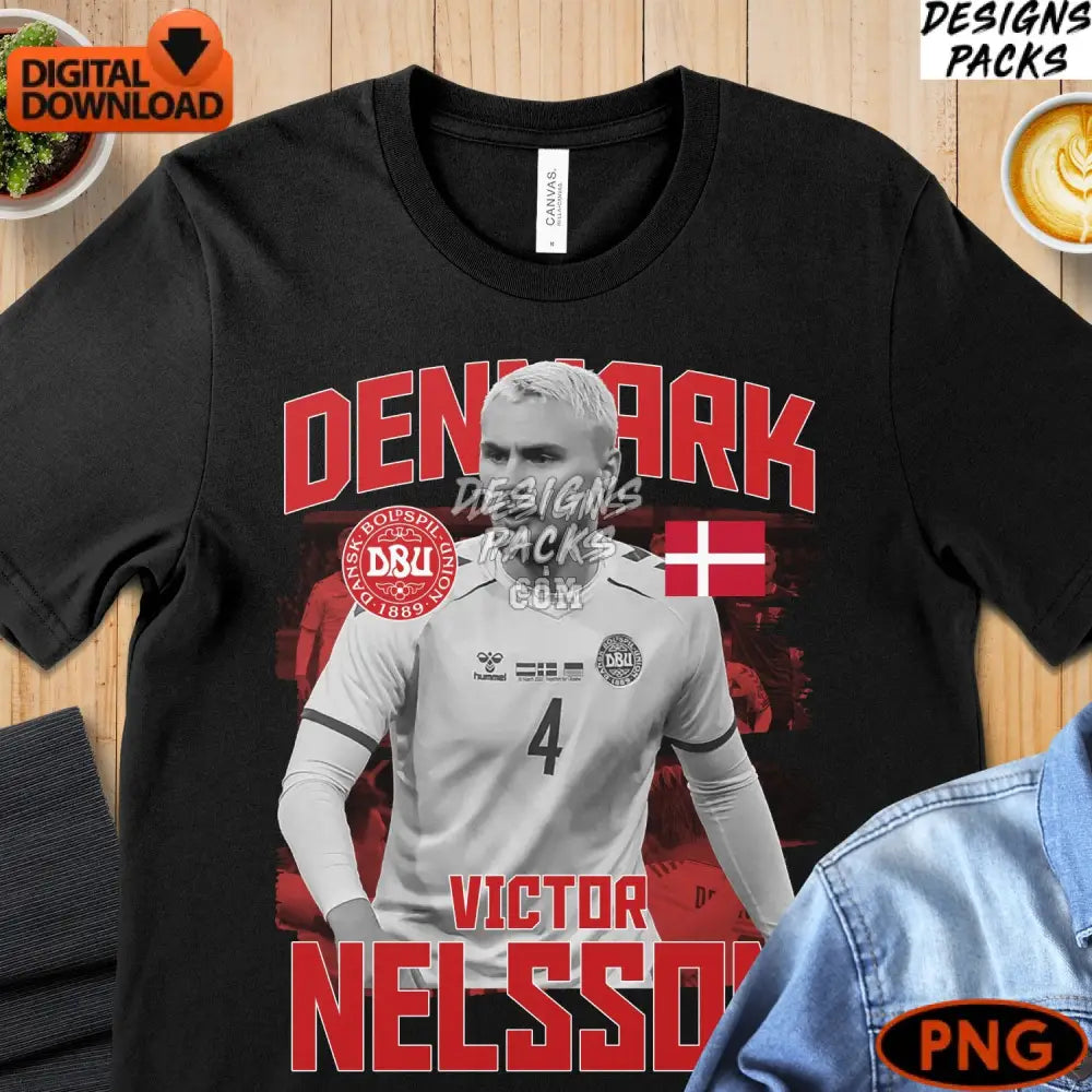 Victor Nelsson Denmark Soccer Player Digital Art Red And White Png Download