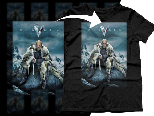 Viking Warrior Overlooking Snowy Landscape Halftone Png Digital Download