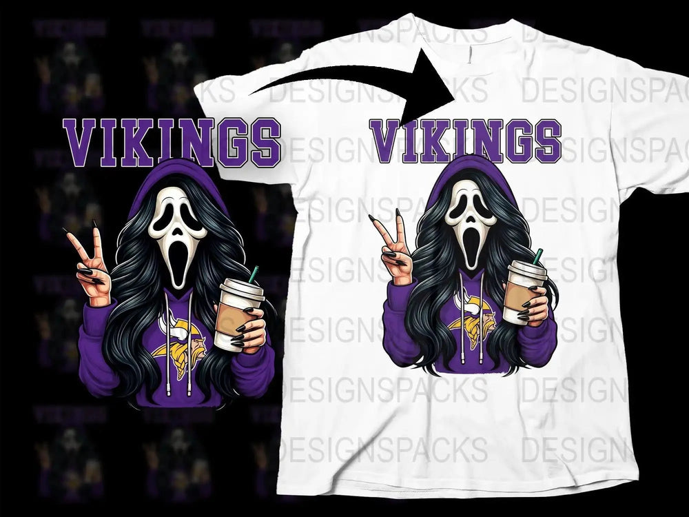 Vikings GhostFace Scream Girl Graphic Png Digital Download