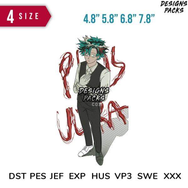 Anime character embroidery design in 4 sizes, DST PES JEF formats for machine stitching