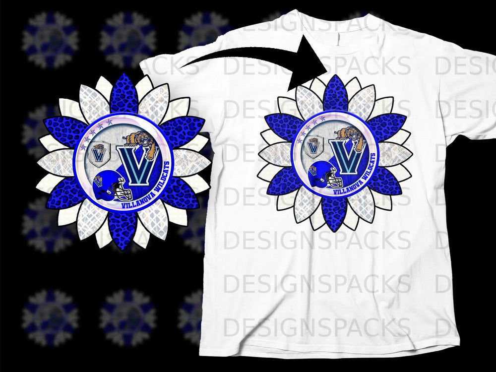 Villanova Wildcats sunflower design with a tiger and football helmet.