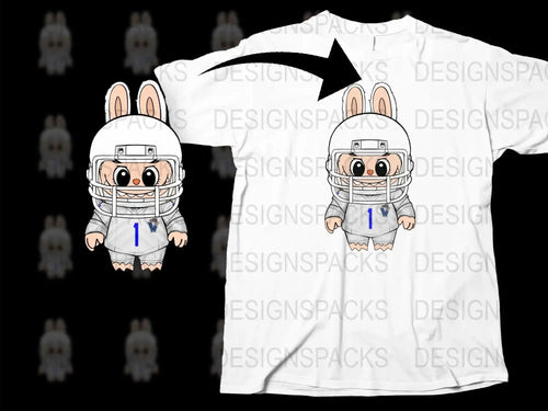 Cute Rabbit Football Player T-Shirt, Kids Sports Tee, Cartoon Bunny Design, Unique Children's Athletic Apparel, Number 1 Jersey