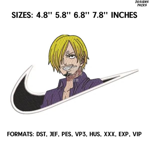 Vinsmoke Sanji Embroidery Design File, One Piece Anime Embroidery Design, Machine embroidery, Anime Design Pes Brother