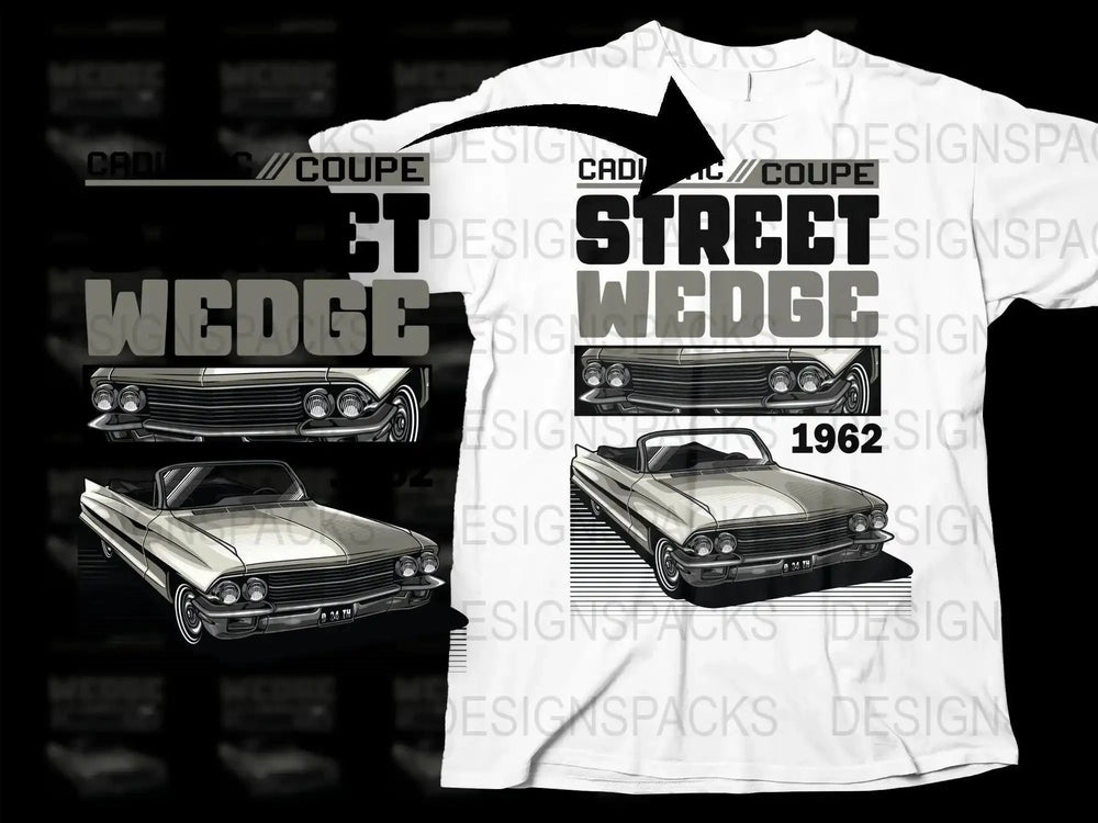 Vintage 1962 Cadillac Coupe Street Wedge Png Digital Download