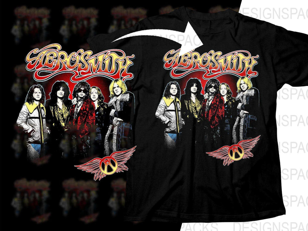 Vintage Aerosmith Band Members Graphic Png Halftone Digital Download