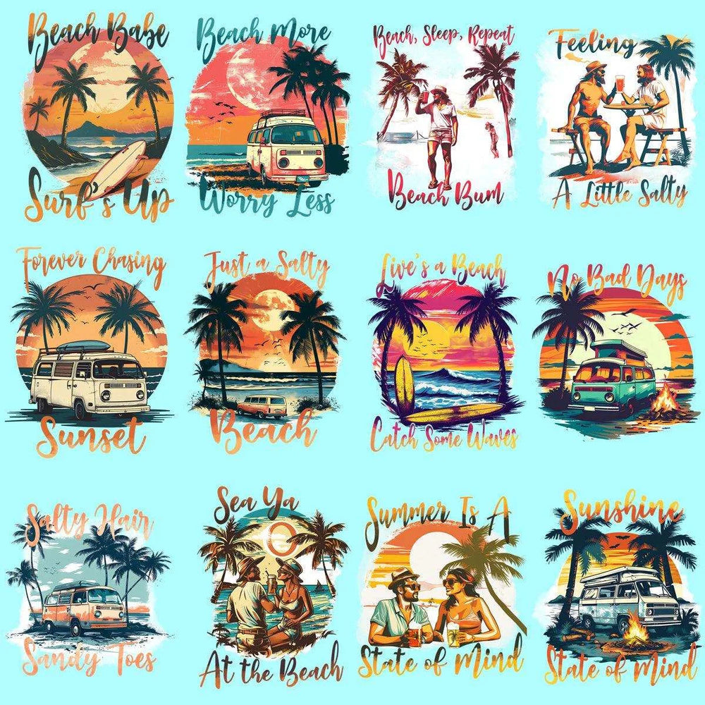 11 Vintage Beach Designs Bundle PNG