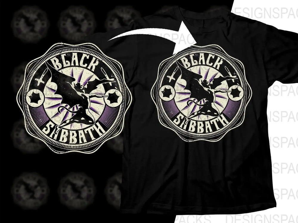 Vintage Black Sabbath Rock Music Band Graphic Design Png Halftone Digital Download