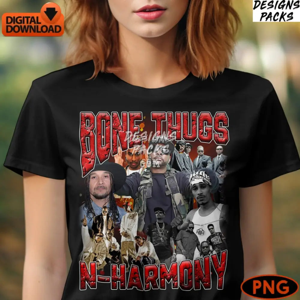 Vintage Bone Thugs-N-Harmony Iconic Hip-Hop Group Digital Art Instant Download Png