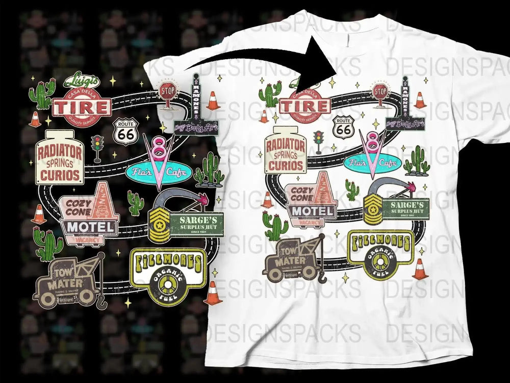 Vintage Cars Character Themed Graphic Png Digital Download