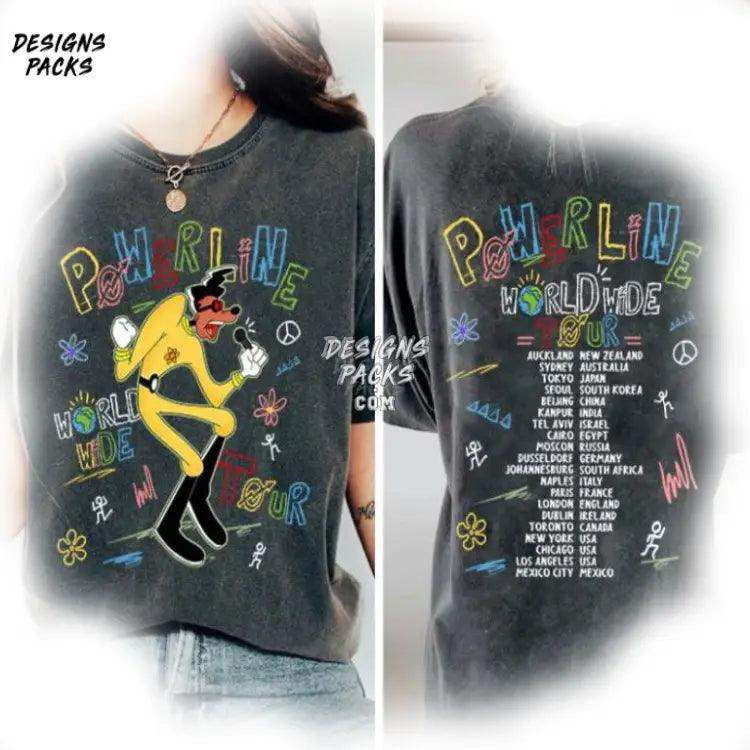 Vintage Cartoon Land Magic Kingdom A Goofy Movie Powerline World Wide Tour 2 Sided Png Design