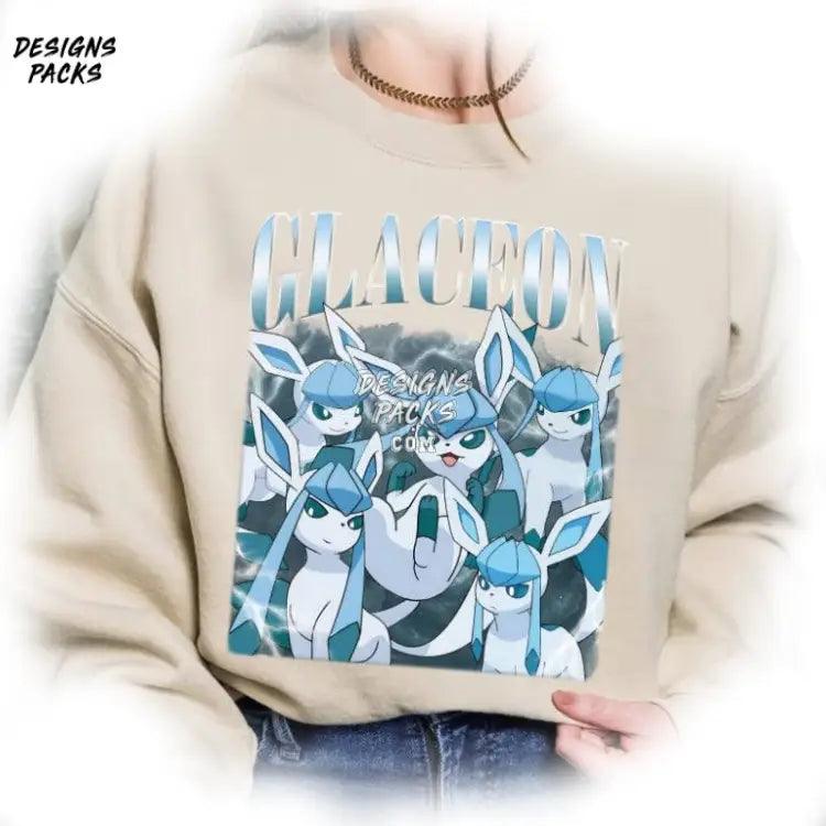 Vintage Glaceon Eevee Evolution Anime Japanese Png Design