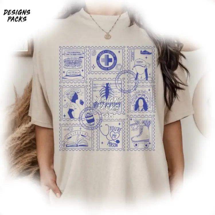 Vintage Grey’s Anatomy Birthday Stamps Art Png Design