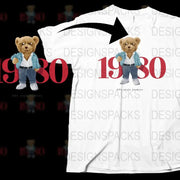 Vintage Inspired 1980 Graphic Bear Design Png Digital Download