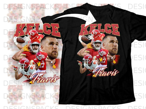 Kansas City Chiefs player Travis Kelce throwing a football, wearing jersey #87.