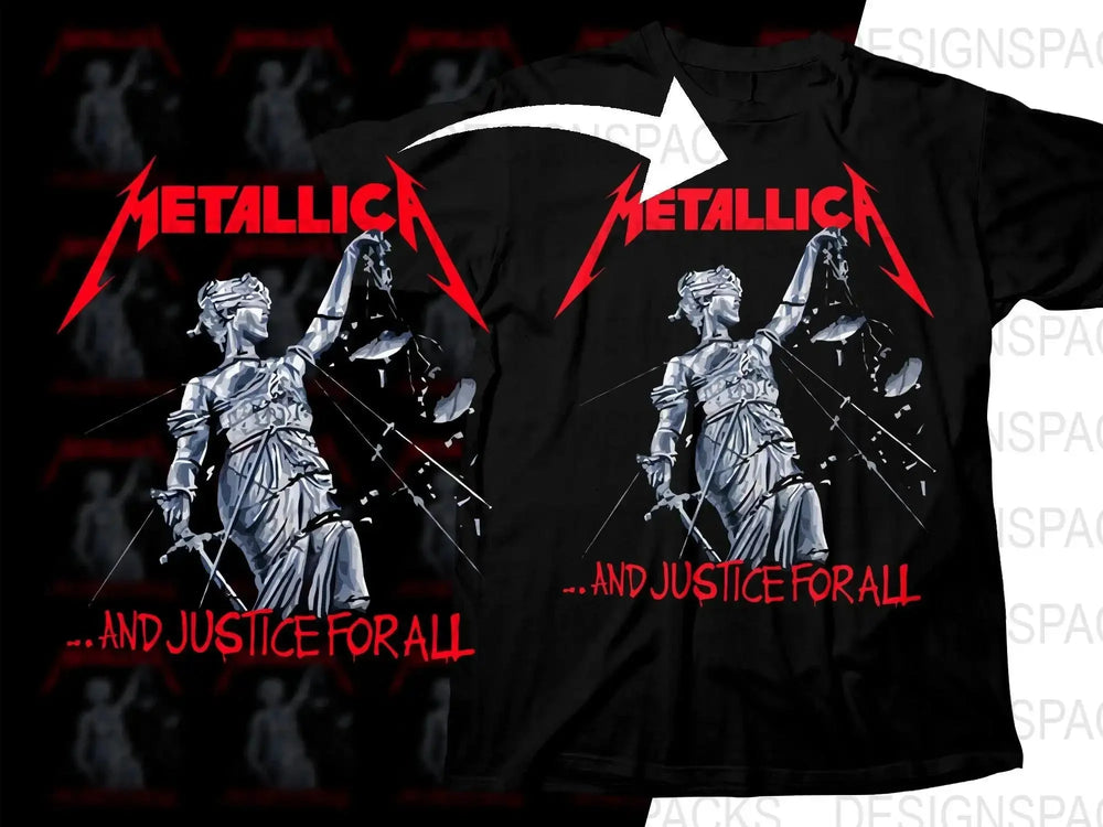 Vintage Metallica And Justice For All Album Cover Graphic Png Halftone Digital Download