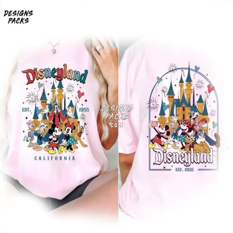 Vintage Mickey Castle Two - Sided And Friends Cartoon Land Est 1955 California Png Design