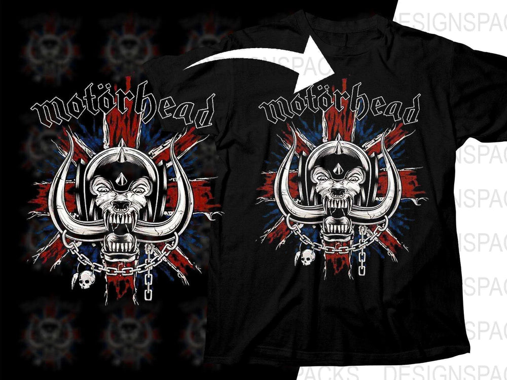 Vintage Motörhead Rock Band British Flag Logo Art Png Halftone Digital Download