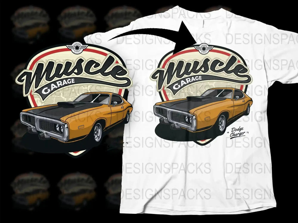 Vintage Muscle Garage Dodge Charger Png Digital Download