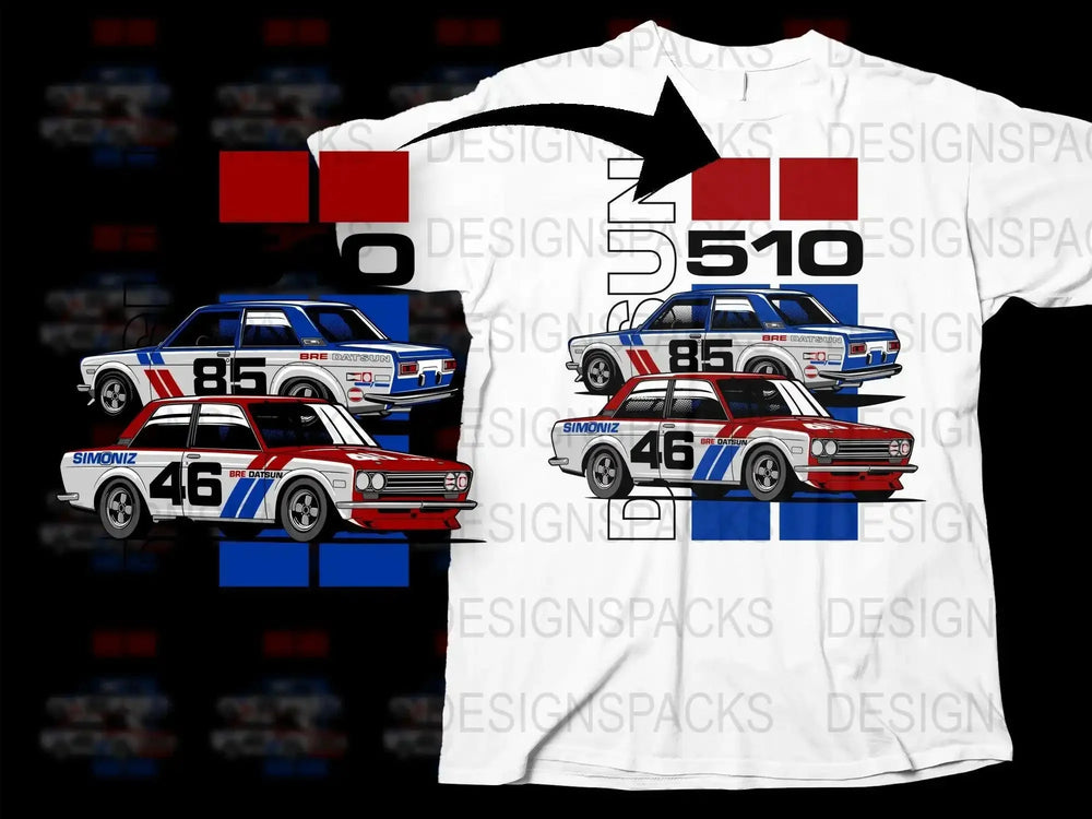 Vintage Race Car Datsun 510 Png Digital Download