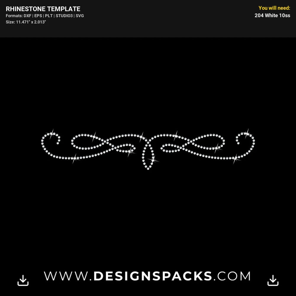 Vintage Scroll Calligraphic Vignette Rhinestone Digital Template